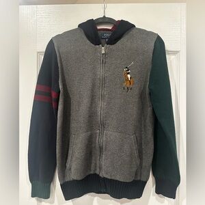 Boys Polo Ralph Lauren Gray and Navy Knit Sweater